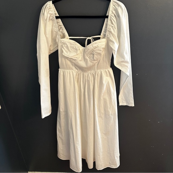 NWT Nasty Gal White Ruched Bust Tie Back Midi Dress | Size 2 - Picture 6 of 12